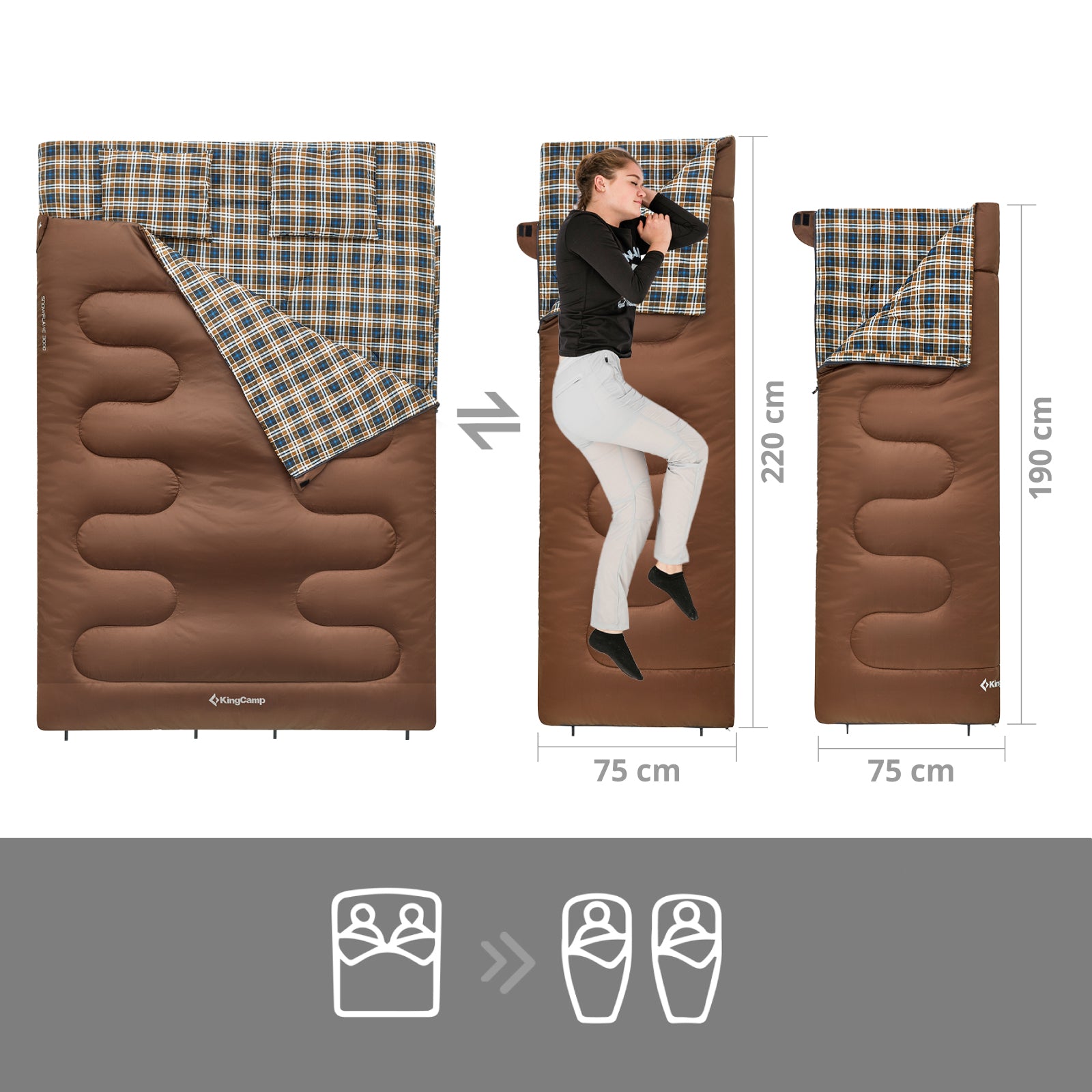 Couverture de sac de couchage double Snowflake 300D