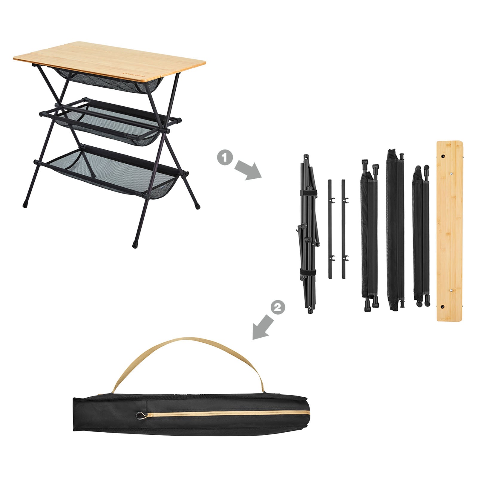 Folding table Bamboo Shelf Sahle