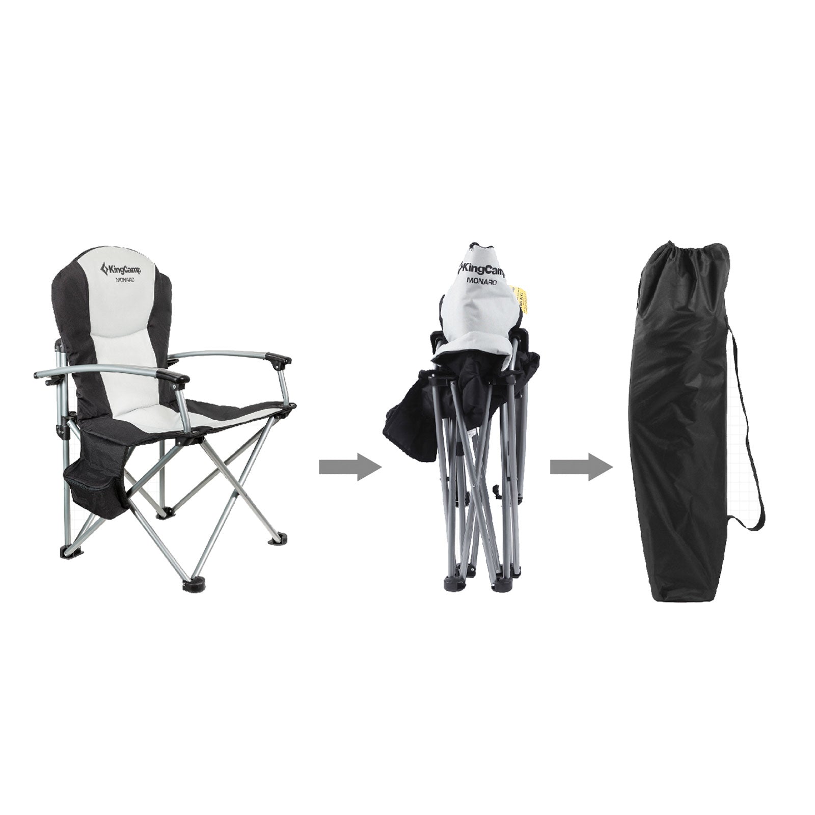 Chaise de camping de luxe avec accoudoirs rigides