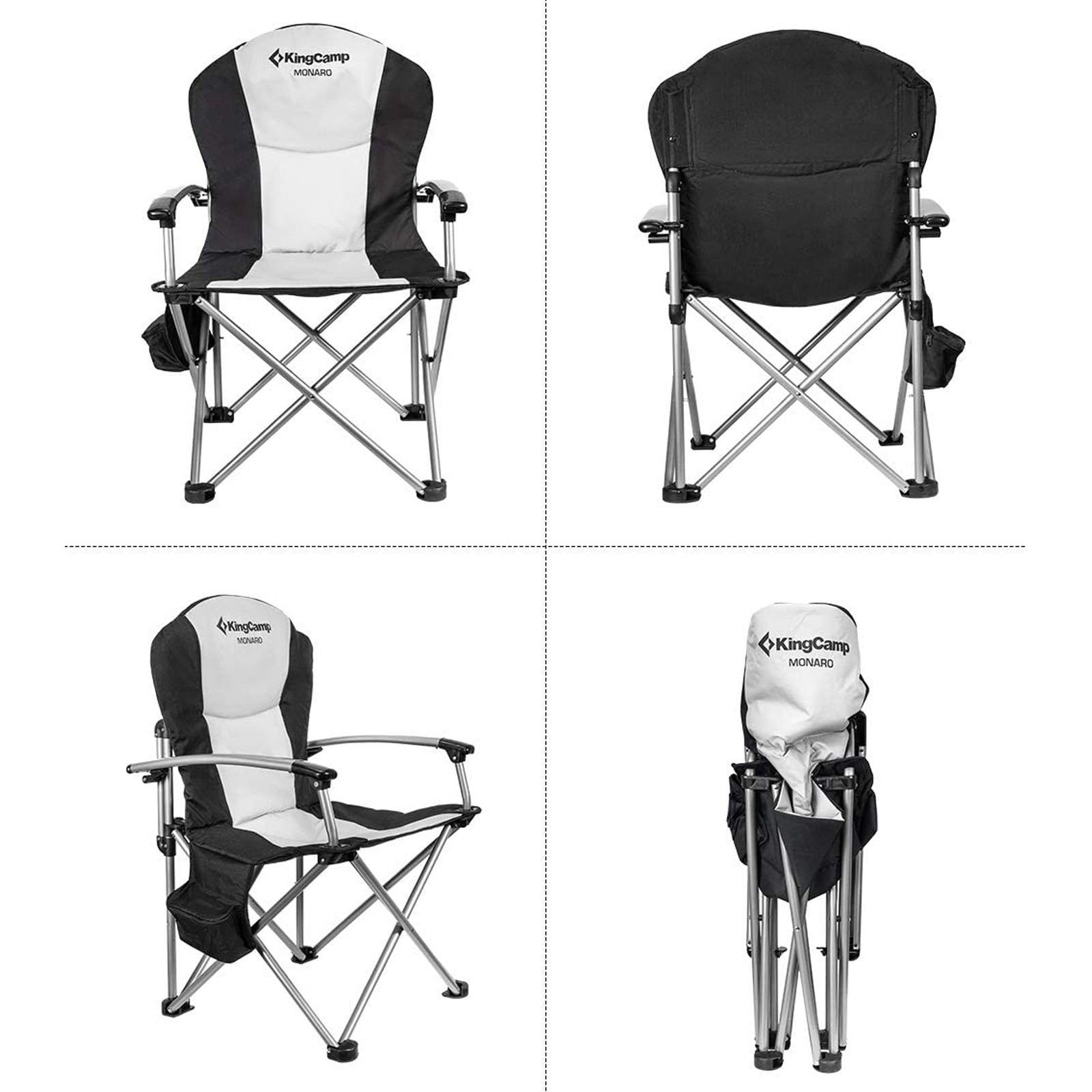 Chaise de camping de luxe avec accoudoirs rigides