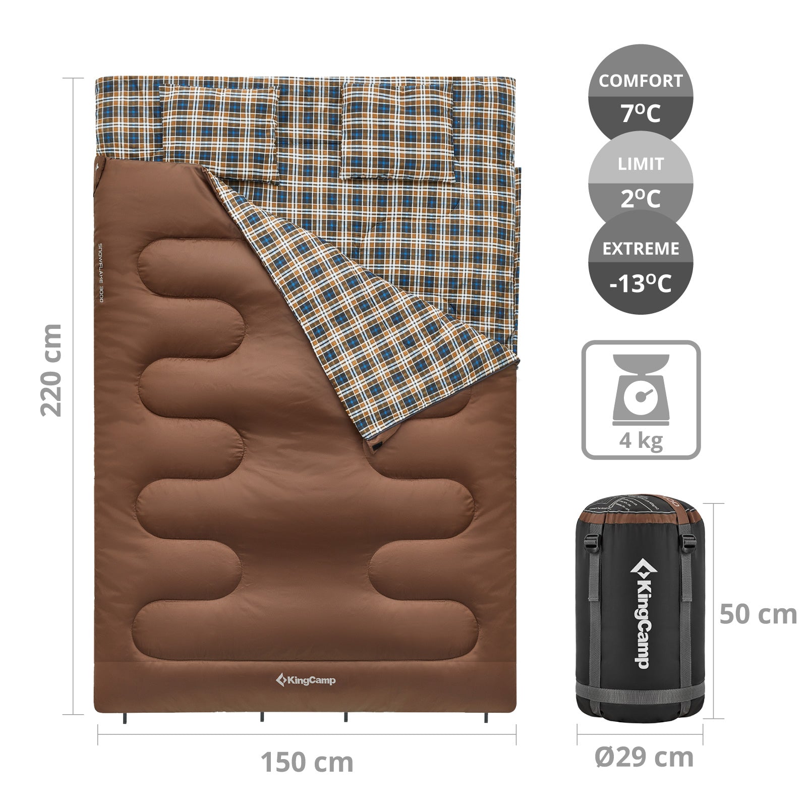 Double sleeping bag blanket Snowflake 300D