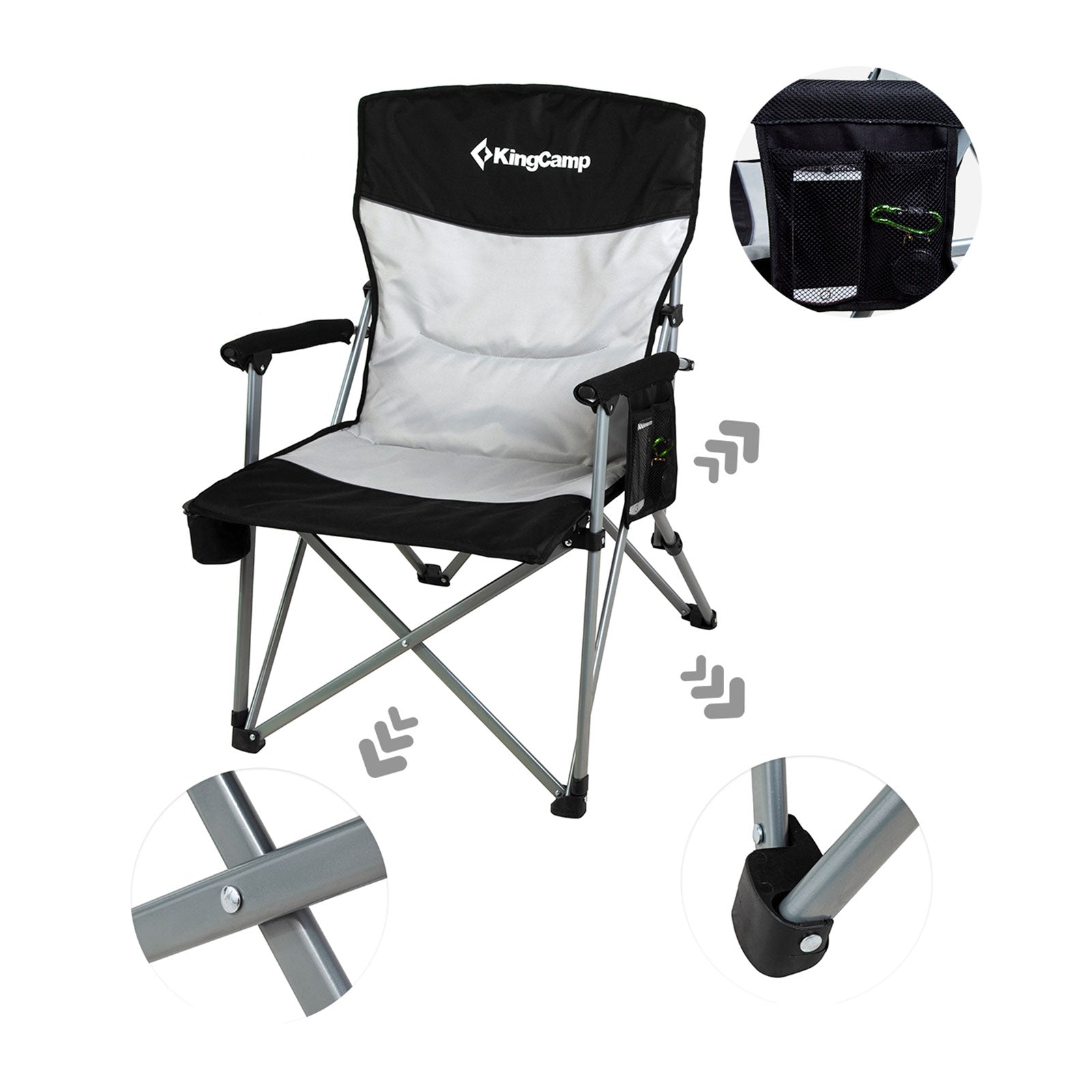 Chaise de camping Confort avec accoudoirs rigides