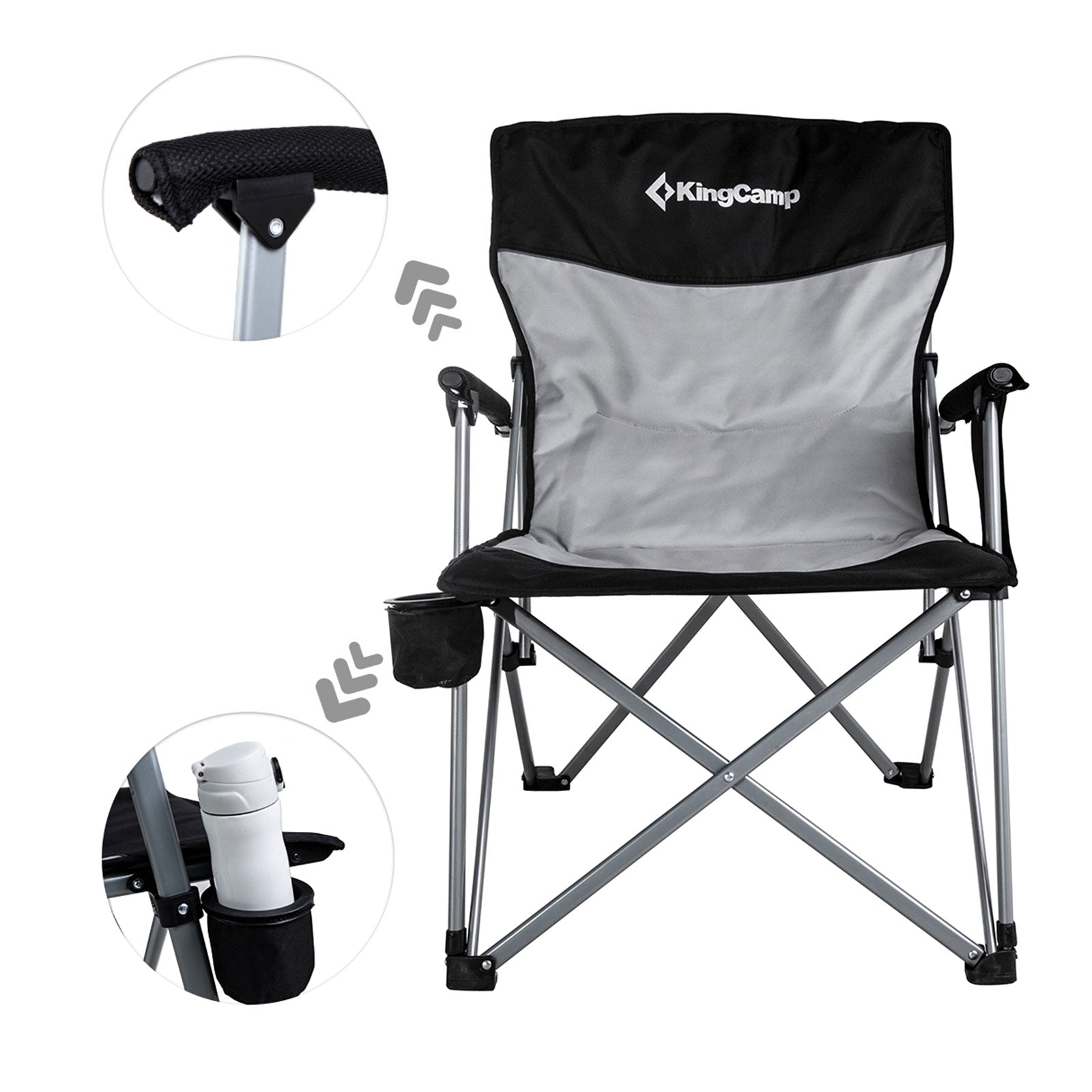 Chaise de camping Confort avec accoudoirs rigides