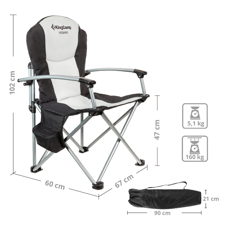 Campingstoel Deluxe stoel met harde armleuning 