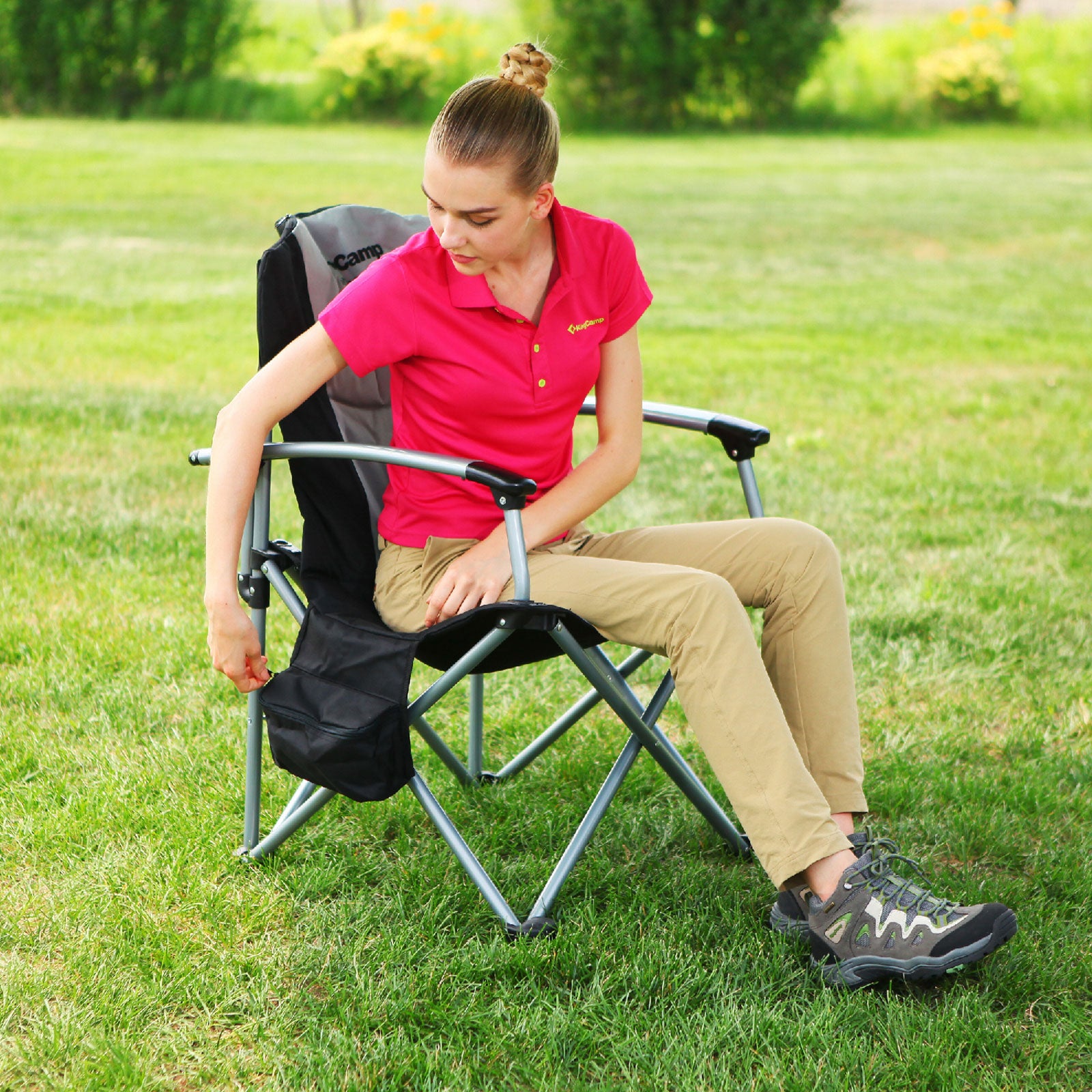 Campingstoel Deluxe stoel met harde armleuning 